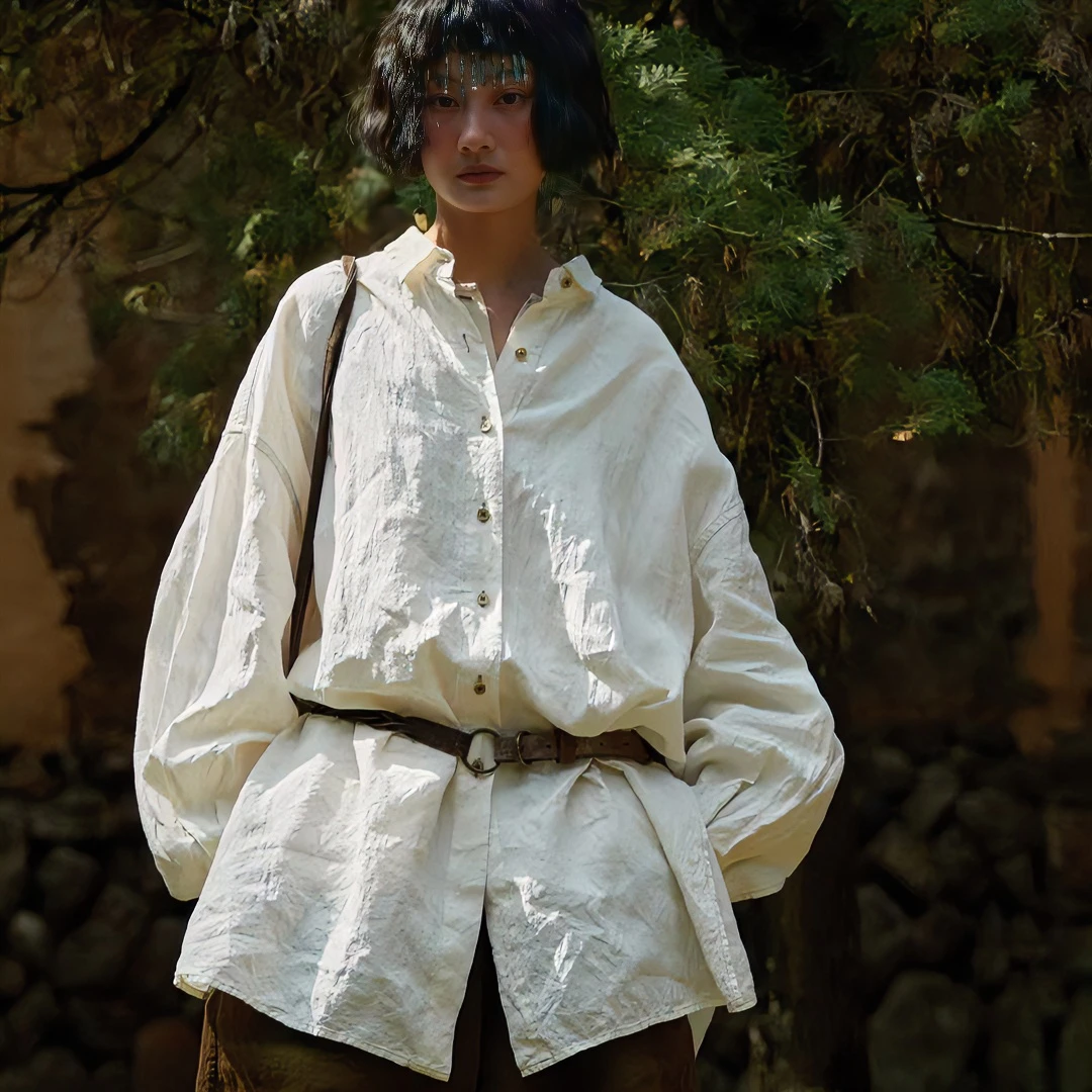 ZUO AN MI XIANG/左岸迷香/2023春夏/江白衬衫Z23SS9001休闲文艺