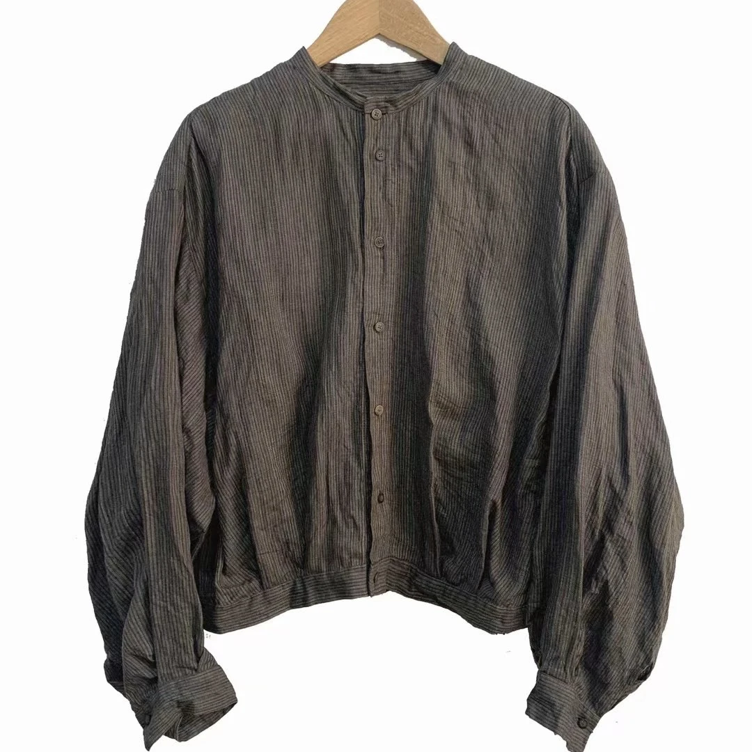 左岸迷香/复古植物染亚麻衬衫/Z24FW1017