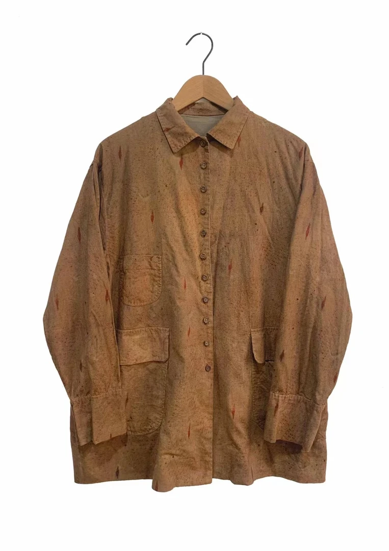 左岸迷香/复古做旧棉麻衬衫/Z24FW1005