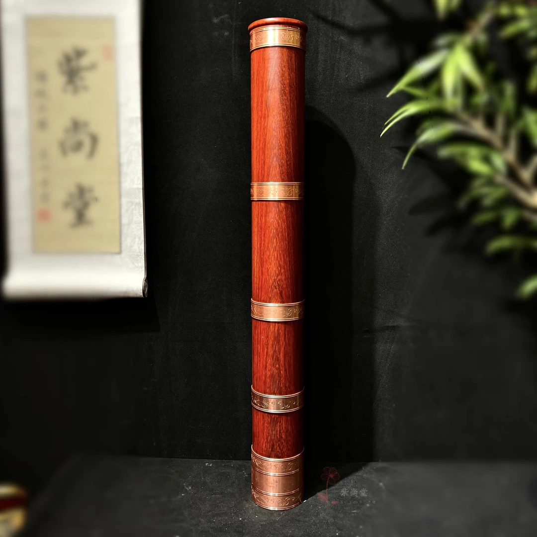 红花梨木中号直型水筒木作高档实木纯手工木筒便携高68外口8