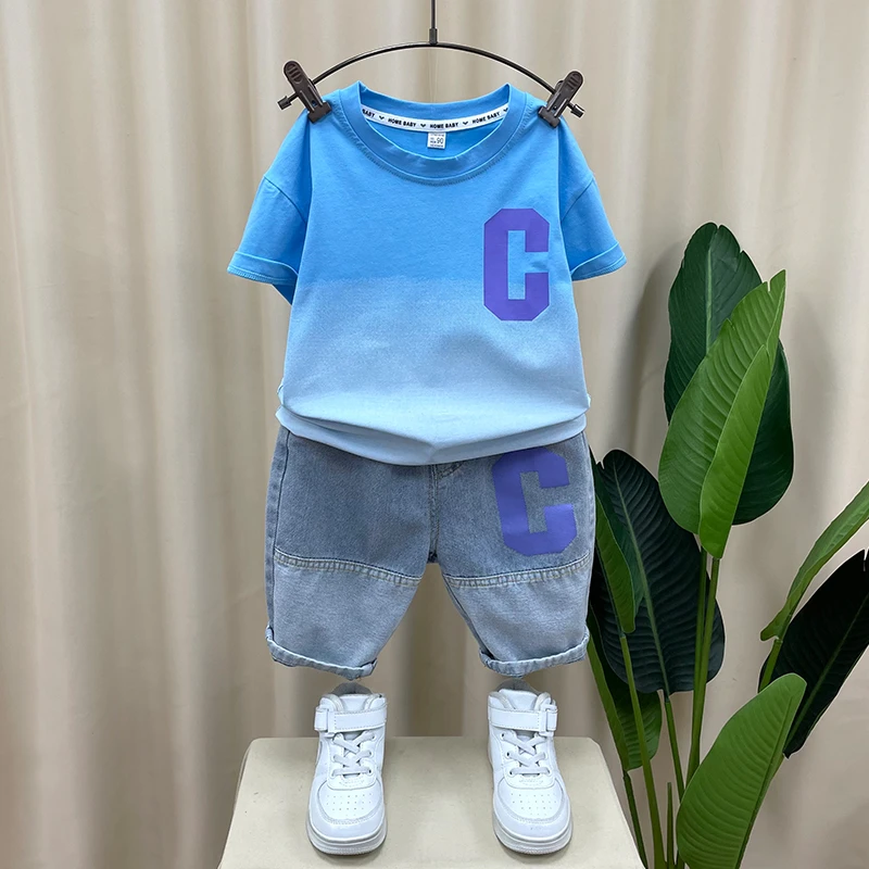 男童酷帅夏装套装25新款洋气宝宝夏季薄款衣服儿童网红短袖两件套
