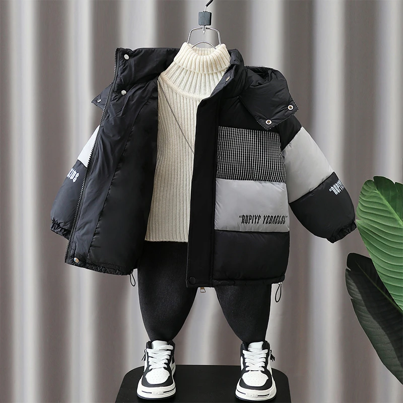 男童冬季棉服2023新款儿童中长款加厚拼色棉衣小男孩宝宝棉袄洋气