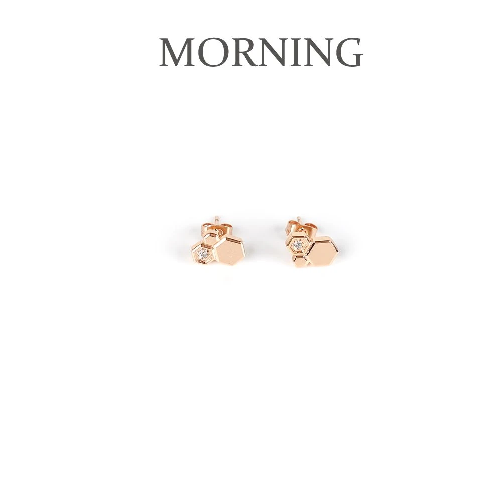 铜合金无非金属耳饰 MORNING/早安日记百搭 轻奢 蜂巢耳环-D-0009