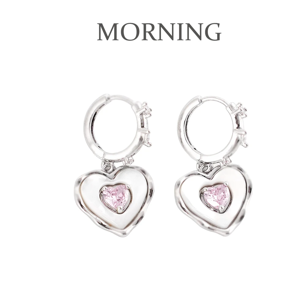 铜合金无非金属耳饰 MORNING/早安日记少女心形时尚气质耳环-1260