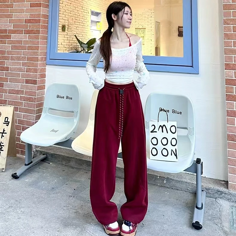 【布尔乔亚】加长休闲裤抽绳卫裤长裤百搭欧韩韩范儿时尚垂感欧货