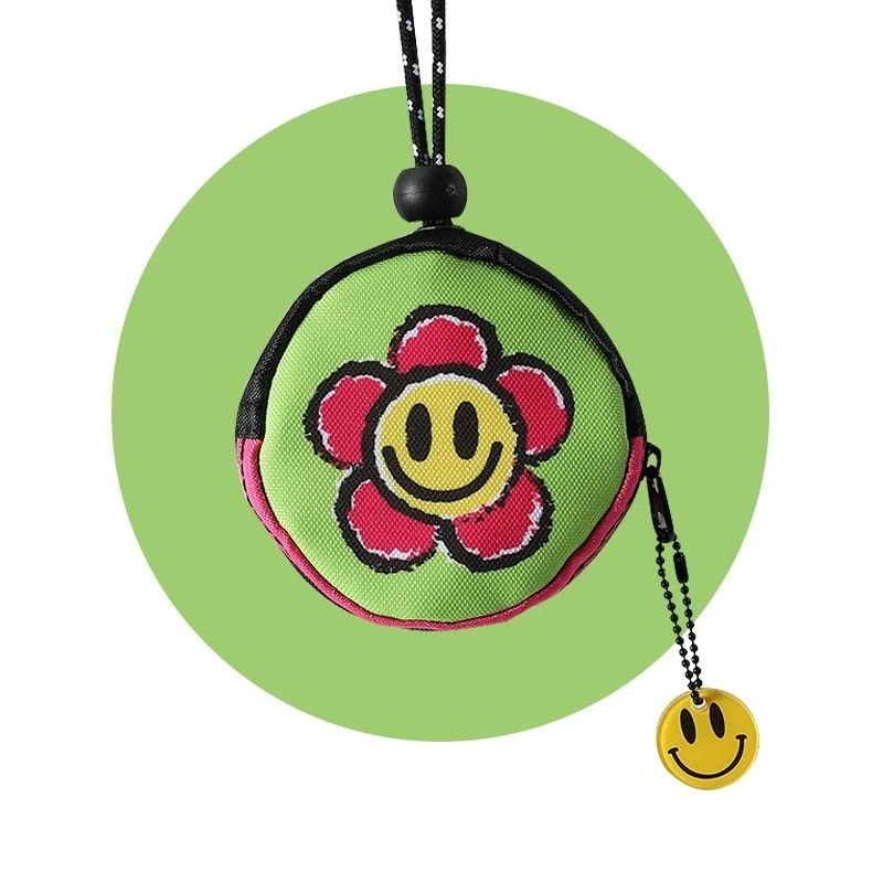 时尚原创潮牌小众设计笑脸钥匙收纳包迷你口红耳机零钱包书包挂件