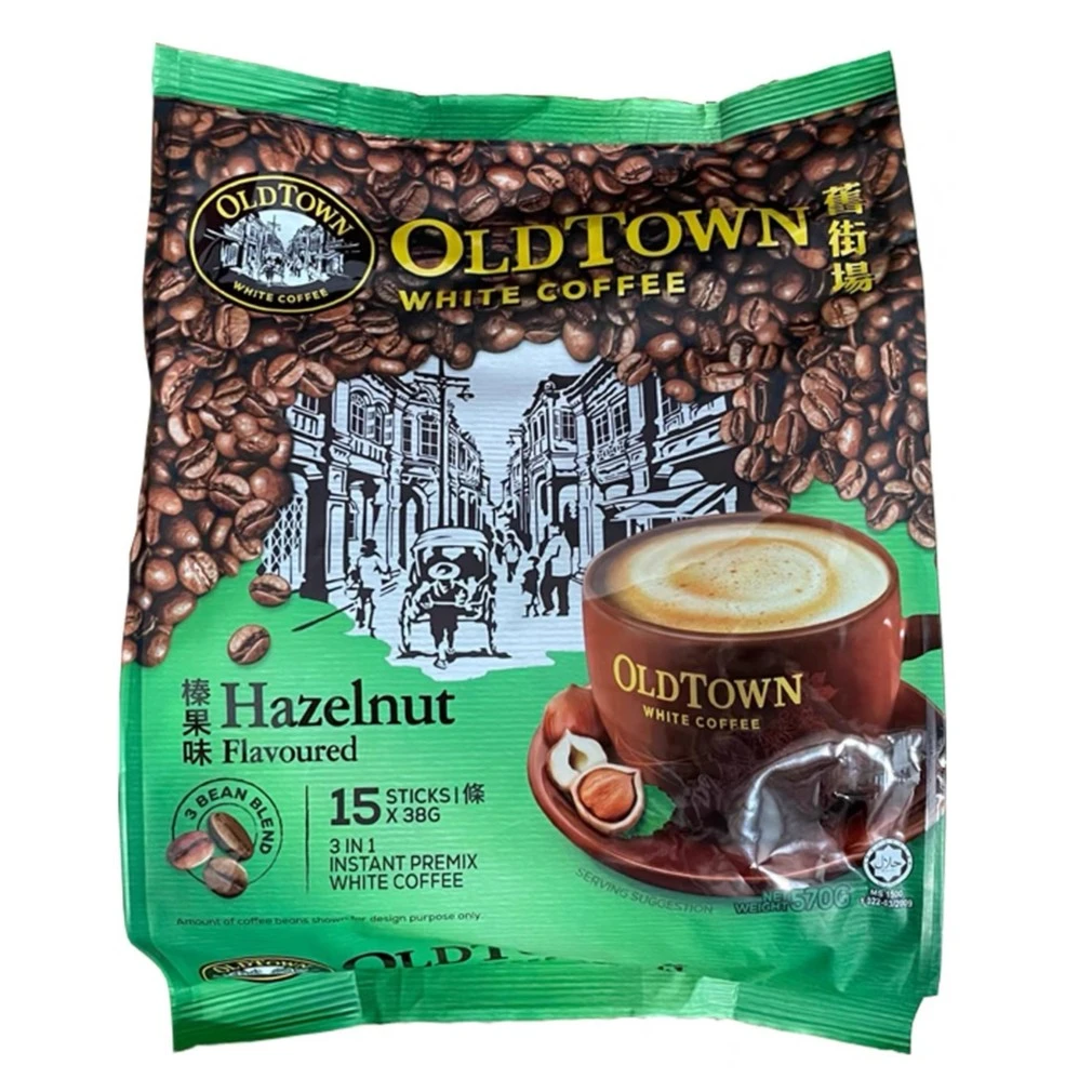 马来西亚原装进口咖啡粉oldtown旧街场经典榛果白咖啡速溶三合一