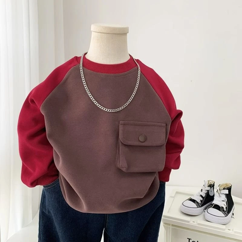 巴拉拉吧男童卫衣2024新款洋气小童韩版长袖春秋装儿童百搭圆领套