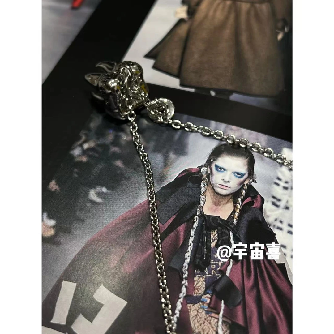 铜合金项链 J2-002【星球立体牙齿细链长链项链】