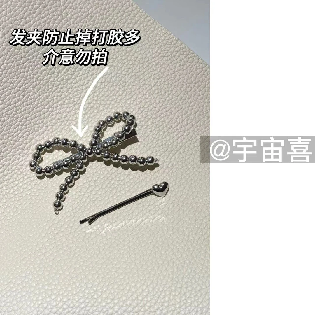 N2-101韩版【ab款爱心蝴蝶结串珠打结鸭嘴夹发夹】