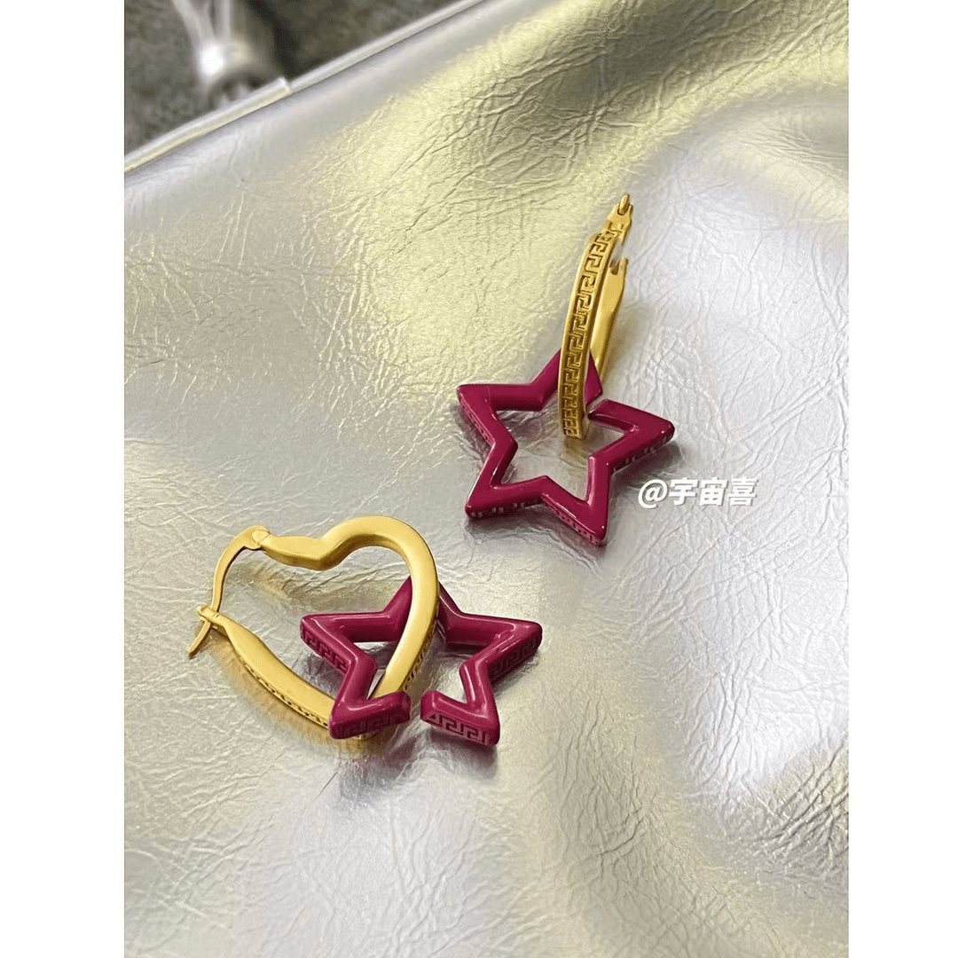 铜合金珐琅耳饰 E3-013金粉配色火龙果五角星爱心G字耳扣