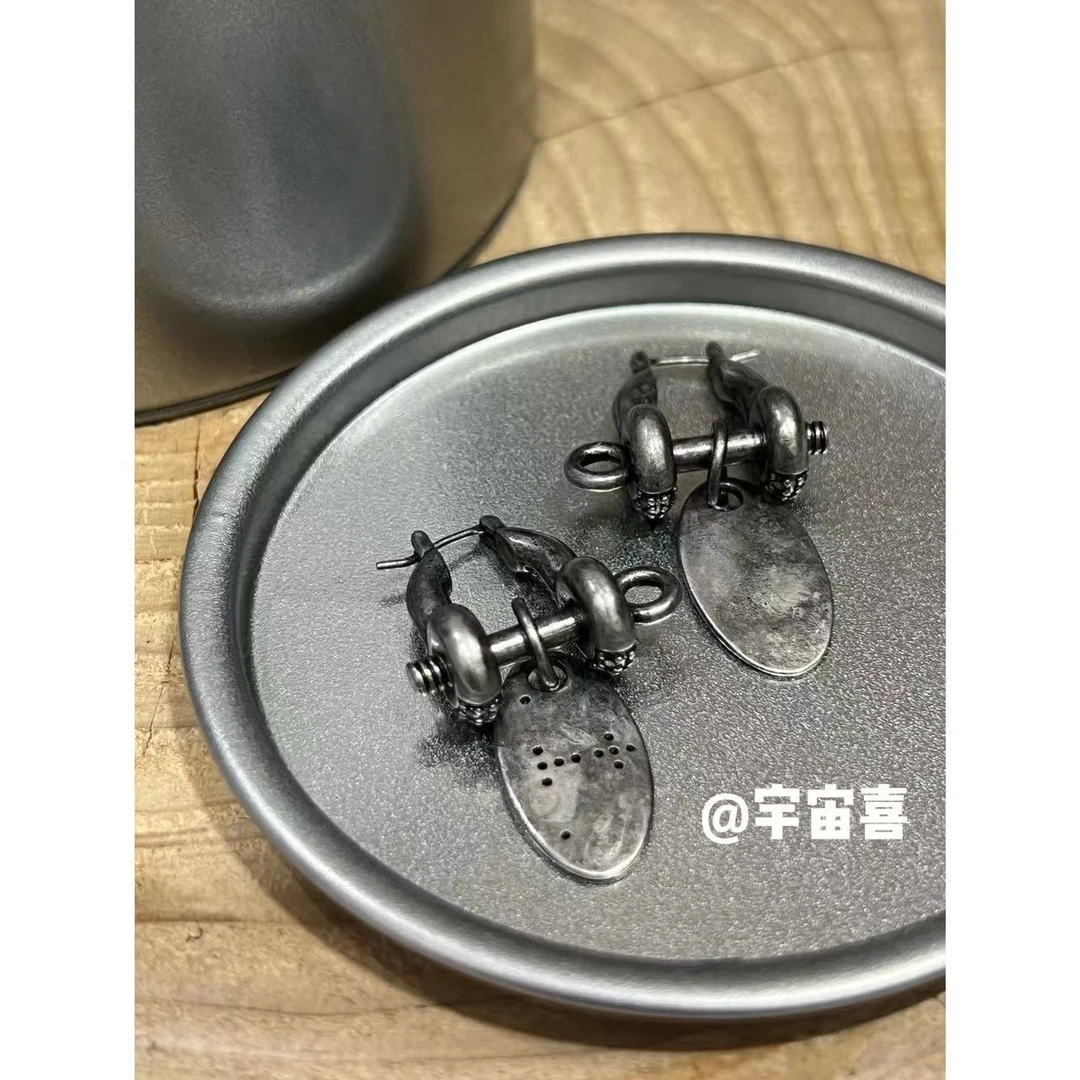铜合金锆石耳饰 D3-007【炭灰色马蹄扣大号耳扣】