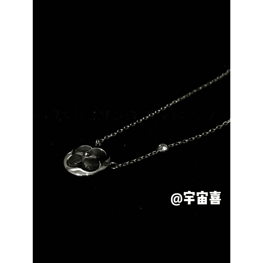 钛钢锆石项链 G3-003【钛钢花子贝壳（银）色项链】