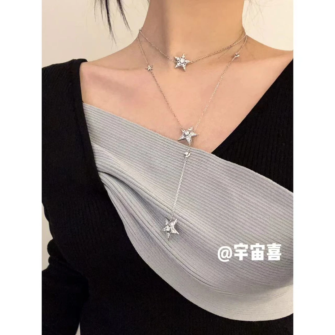 铜合金锆石项链 J1-025【彗星星宿系列diy多种带法夹子项链】