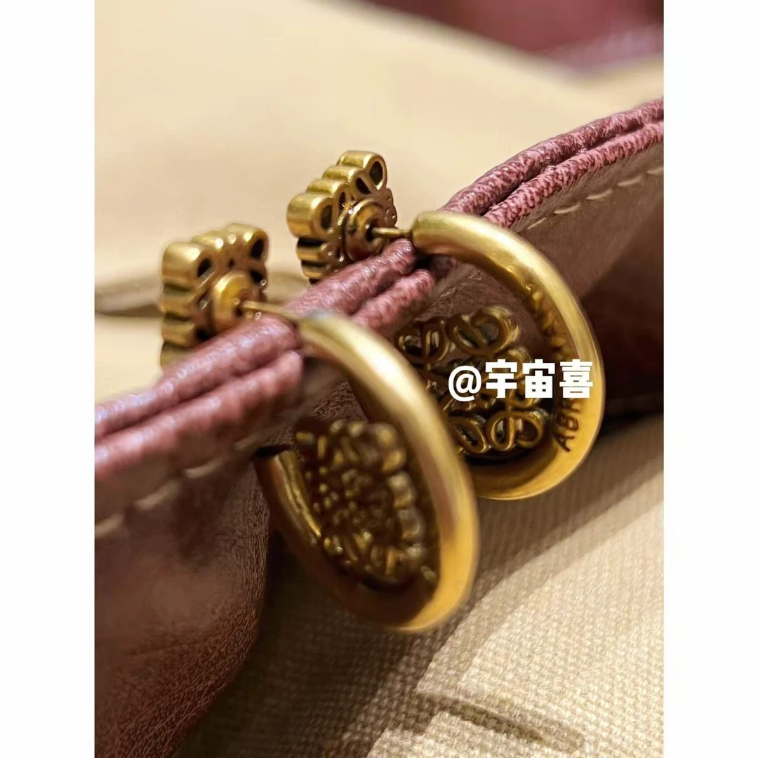 铜合金耳饰 L4-048【古金色c字月饼前后耳钉】