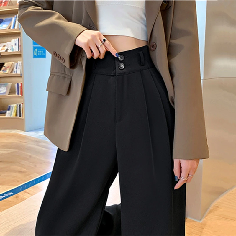 双排扣西装裤女裤子春秋季高腰直筒西裤冬外穿休闲拖地阔腿裤长裤