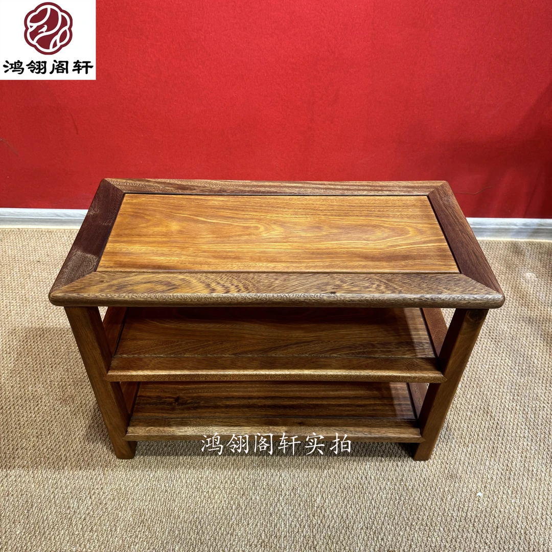 红木鞋架三层换鞋凳黑酸枝原木烫蜡入户中式鞋架榫卯可坐小鞋柜