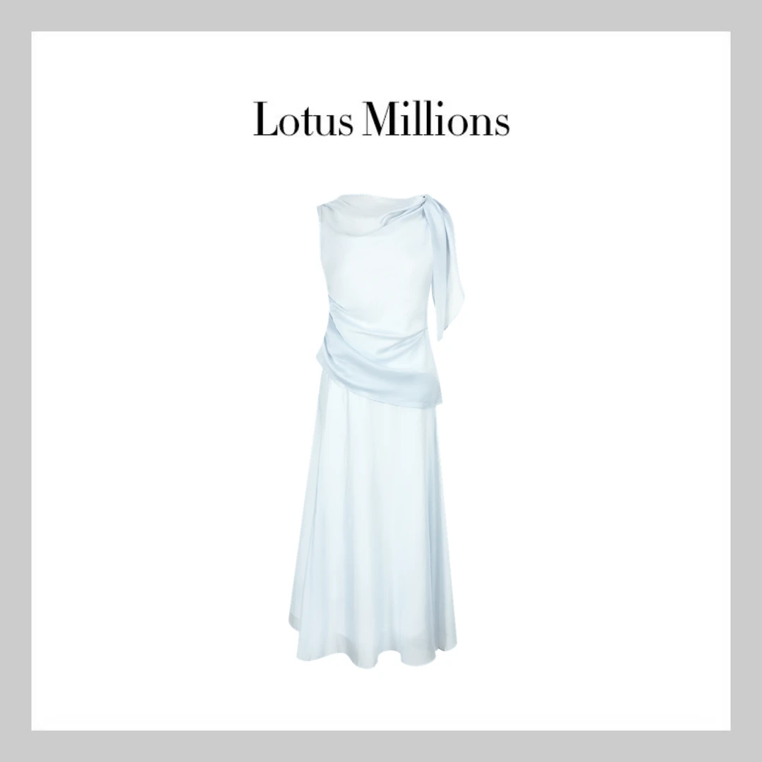 莲的百万【白时 · 蓝】2025设计感无袖上衣女夏气质A字裙WR-416 L