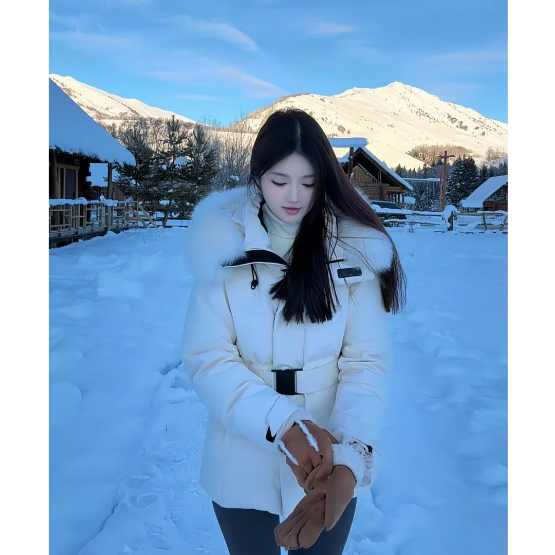 莲的百万【雪寒冬港】2024秋冬新款时尚洋气穿搭三防羽绒服有毛领D