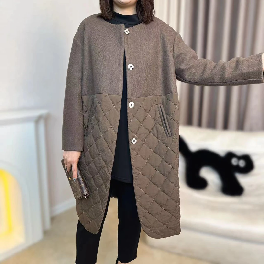 T-67中长款加厚拼接款棉服&毛呢大衣