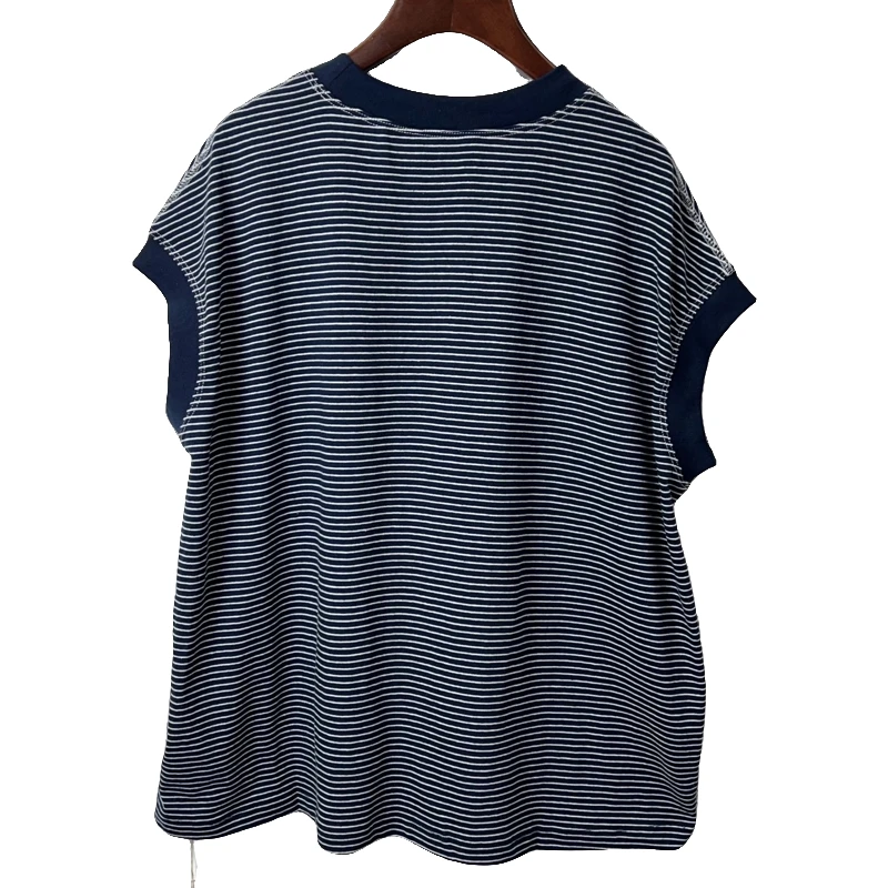 9913时【麻尚】休闲时尚条纹圆领百搭T恤