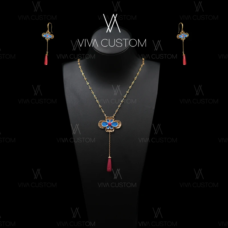 铜合金耳饰 新中式系列 国风优雅古典镂空吊坠套装