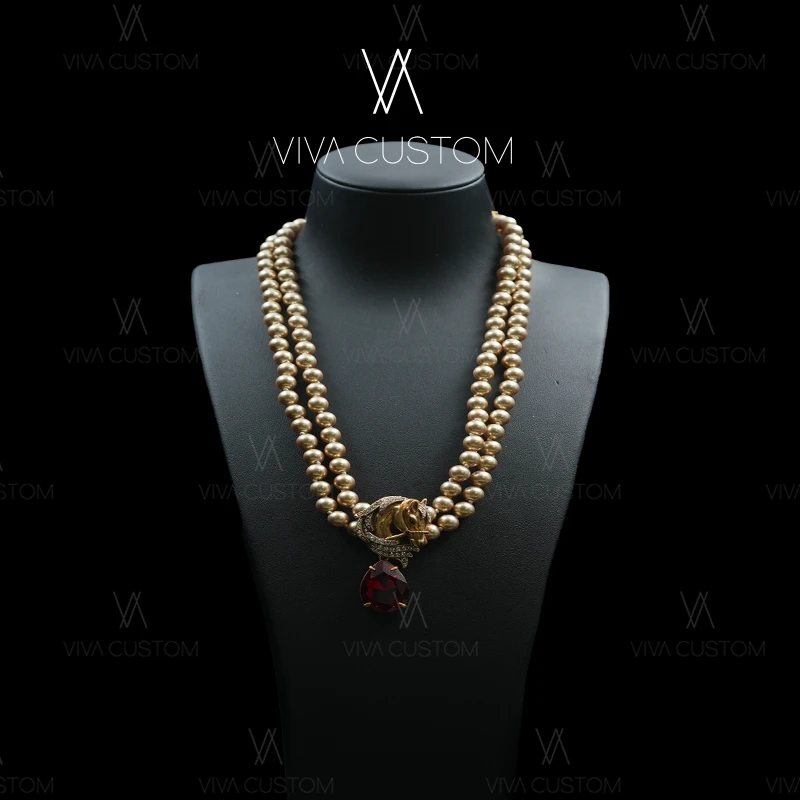 铜合金合成锆石项链 (鎏金岁月系列)复古宫廷气质星河飞马项链