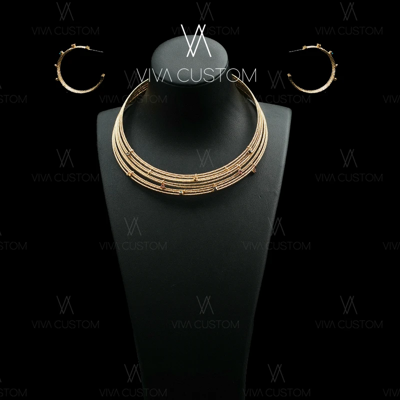 铜合金合成锆石耳饰 (素金系列)欧美简约拉丝多层叠戴套装◎