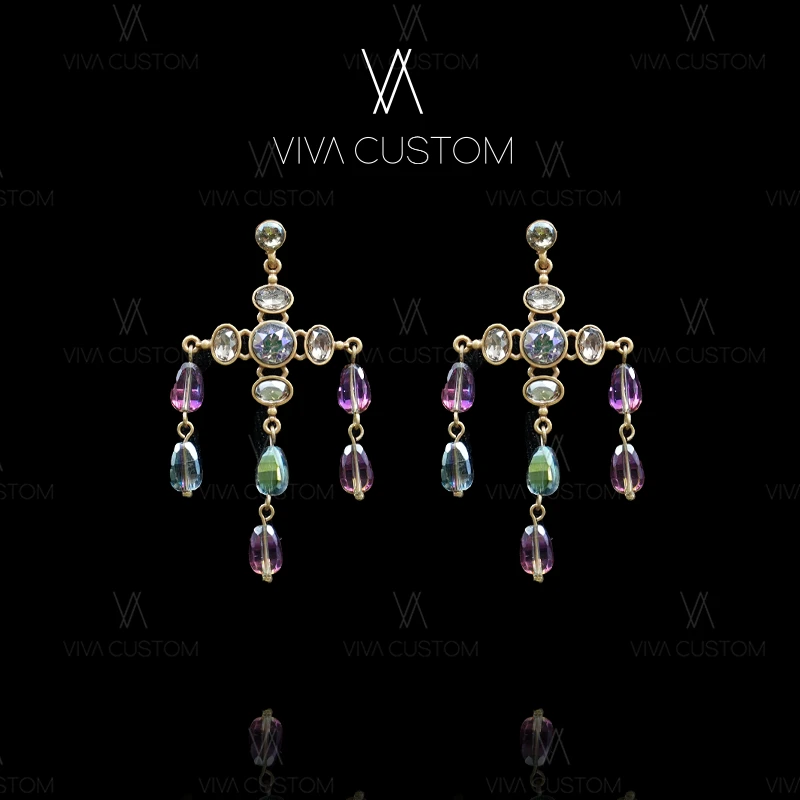 铜合金耳饰 璀璨星河系列 时尚高级感小众设计镂空绚丽耳钉✓