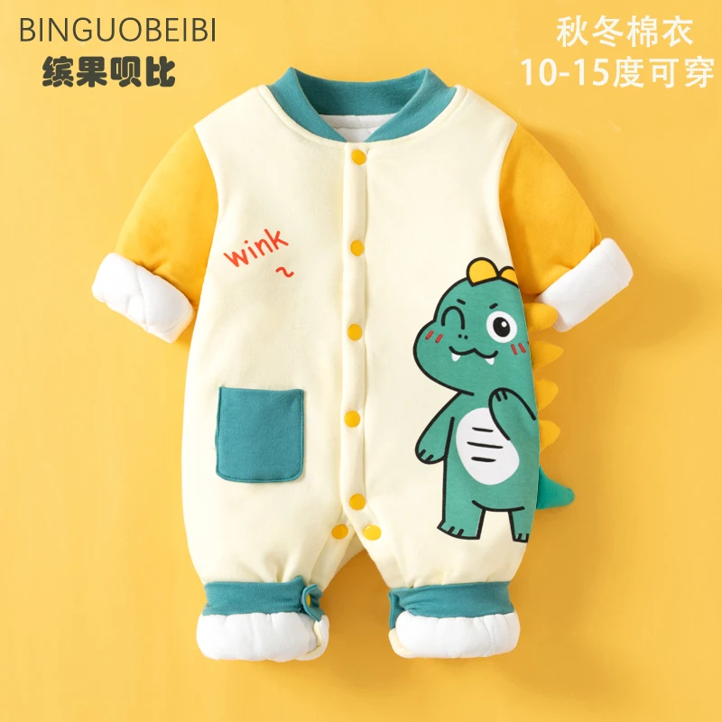 新生儿连体衣秋冬季装婴儿衣服初生宝宝棉服抱衣0-36月外出服冬装