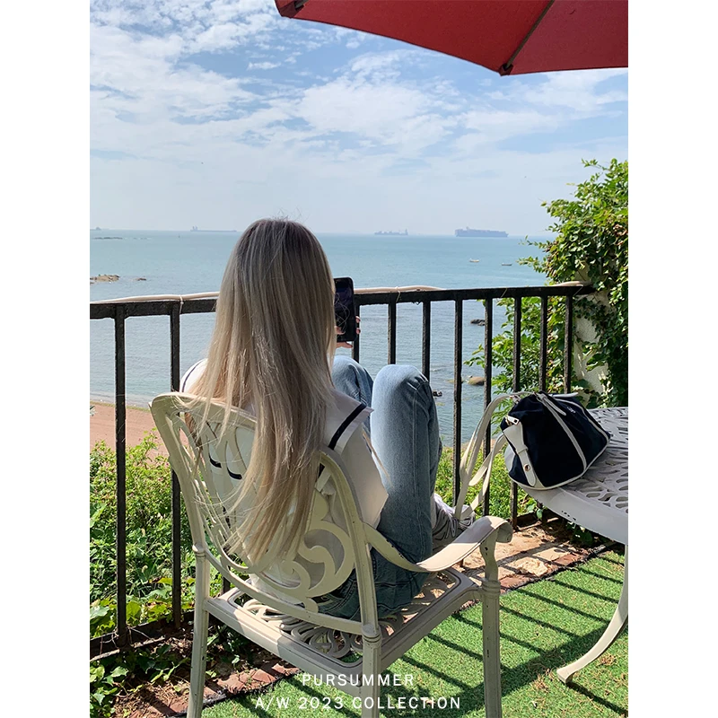 【朴夏】『复古学院穿搭』撞色学院风海军领衬衫C07077PR33