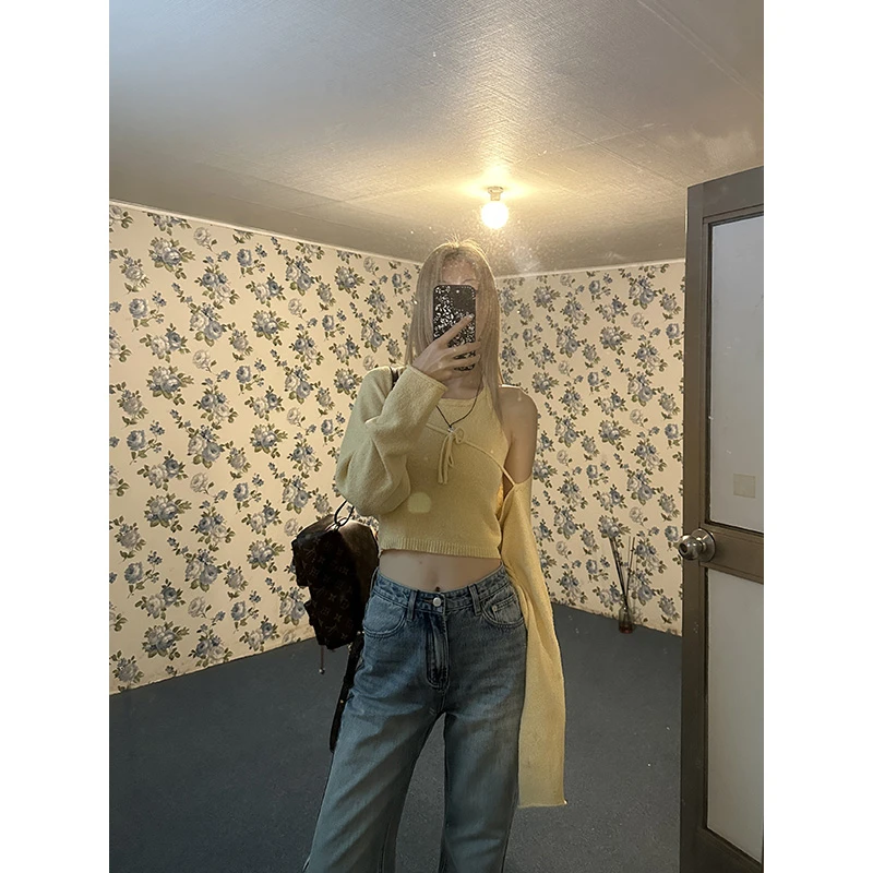 【清清！朴夏Pursummer】显瘦长袖毛织挂脖两件套S20633PR42