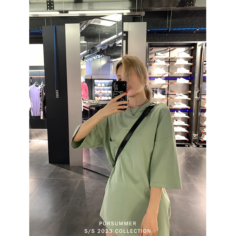 朴夏Pursummer『牛油果奶昔』慵懒feel绣花宽松双面T恤T01138PR32