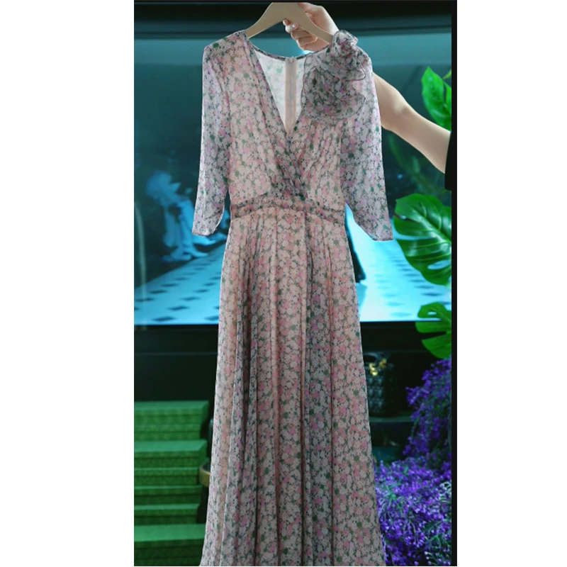 【设计师生哥】浪漫气质碎花连衣裙SLX21319