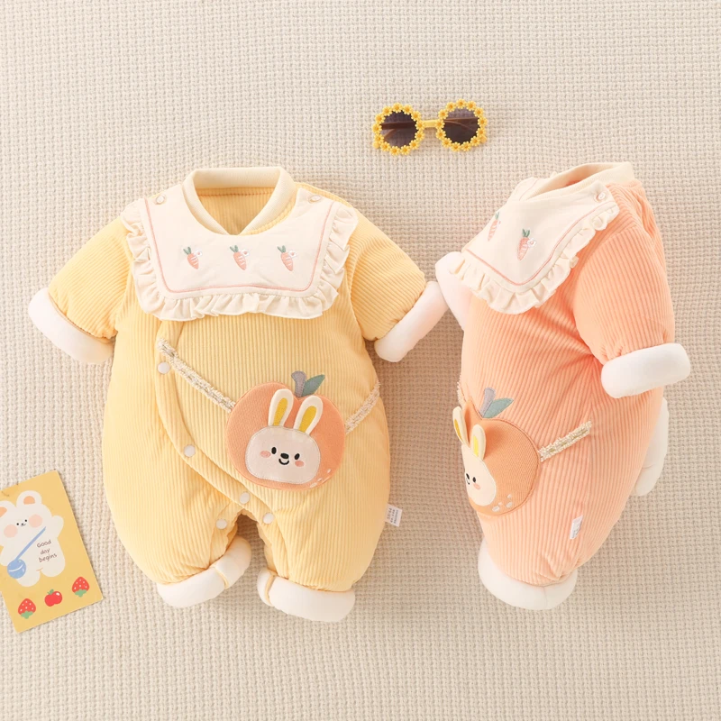 加厚婴儿连体衣套装新生儿保暖哈衣棉衣棉袄宝宝纯棉棉服外出衣服