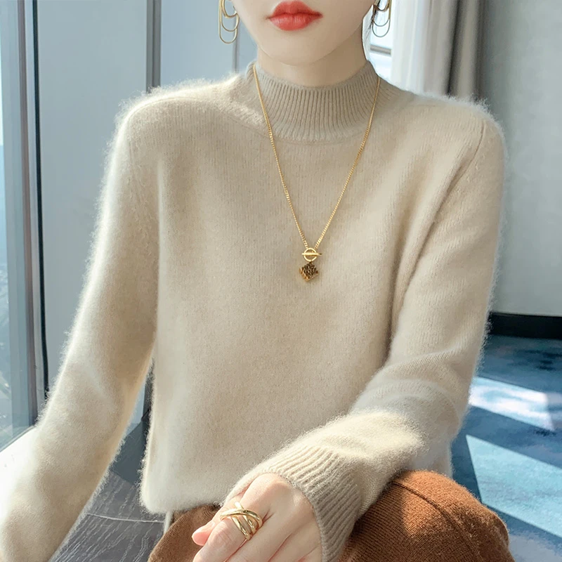 【商场同款】重磅加厚新款羊绒衫半高领宽松显瘦针织毛衣女NSY2218