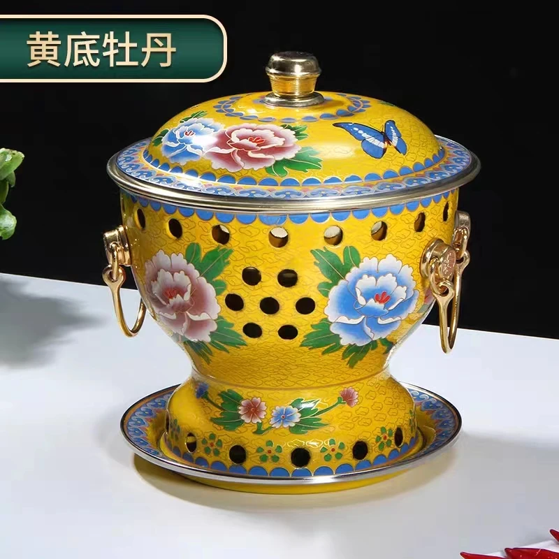 景泰蓝珐琅小火锅（单人环保油锅）珐琅家用高档带盖