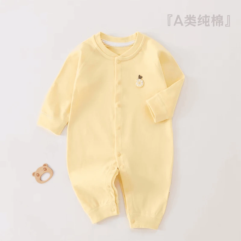 婴幼儿四季款长袖纯棉无骨爬服连体衣新生儿宝宝睡衣春秋款打底