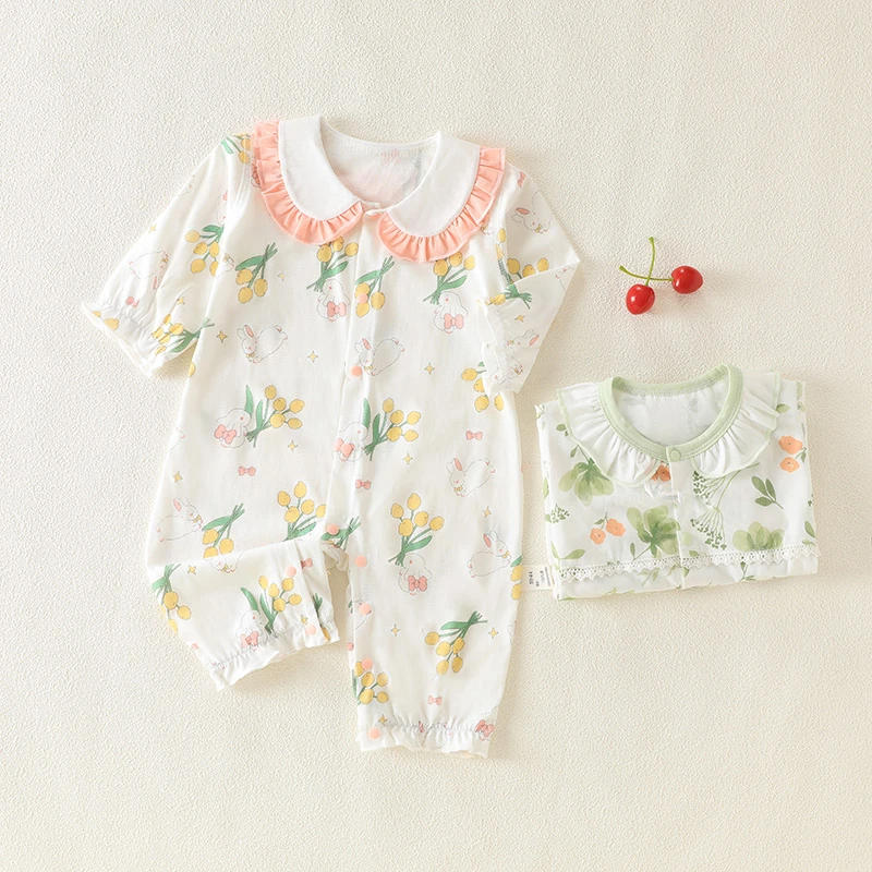 长袖婴儿宝宝连体衣新生儿薄款女宝儿童透气长袖男童幼儿纯棉春夏