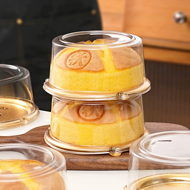 芝士戚风蛋糕盒一次性打包盒子透明圆巴斯克甜品吸塑包装家用烘焙