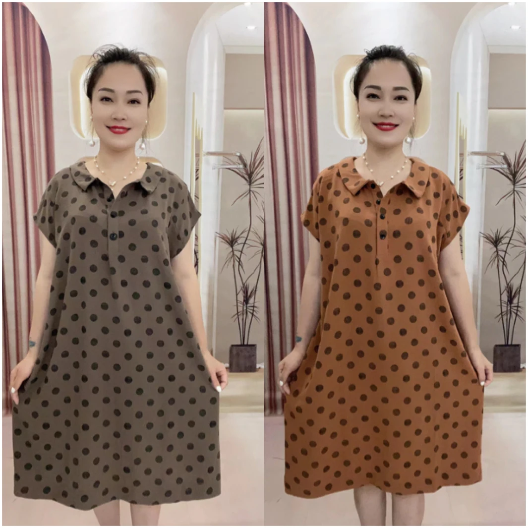 25夏季翻领点点连衣裙