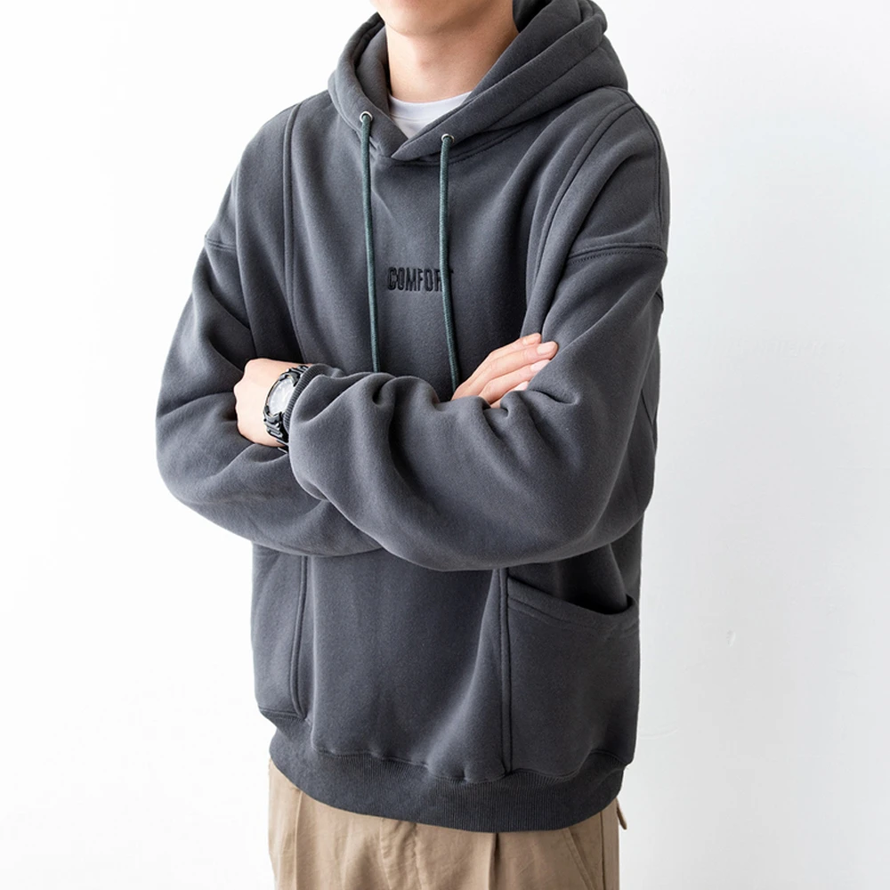 重磅宽松卫衣男连帽春秋款套头宽松百搭字母刺绣显瘦加厚外套男士