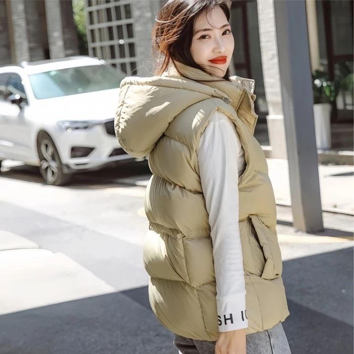 连帽加厚羽绒马甲女90白鸭绒百搭外穿背心宽松2025新款羽绒服冬季