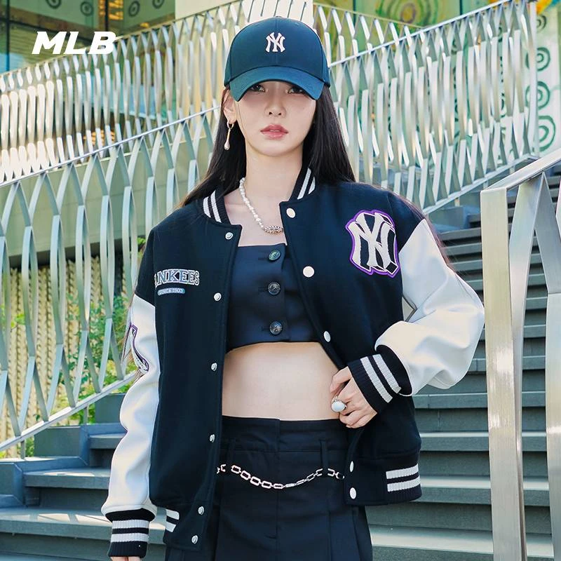 MLB男女情侣学院风棒球服宽松休闲夹克外套23秋冬款百搭3AJPV0234