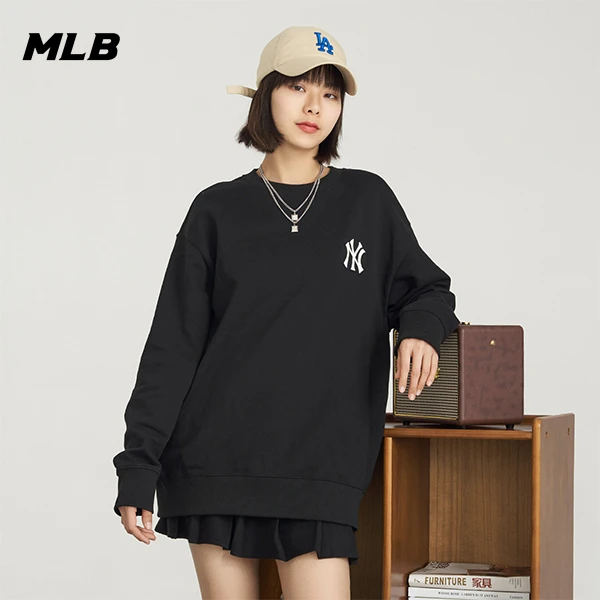 MLB老花刺绣卫衣新款简约潮复古宽松休闲运动情侣套头衫3AMTM0831