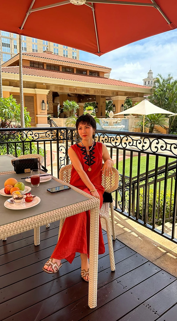 【K】无袖红色无领亚麻长款连衣裙KX01061217~裙长133起