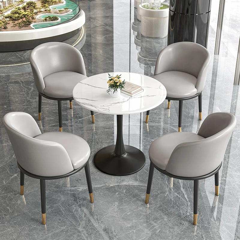 办公商务接待小圆桌椅岩板现代简约酒店铺休息区会客洽谈桌椅组合