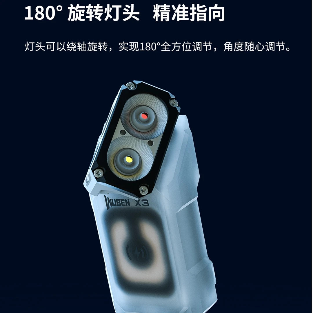 务本X3强光迷你小手电筒灯户外夜跑骑行宿舍照明灯双光源充电磁吸