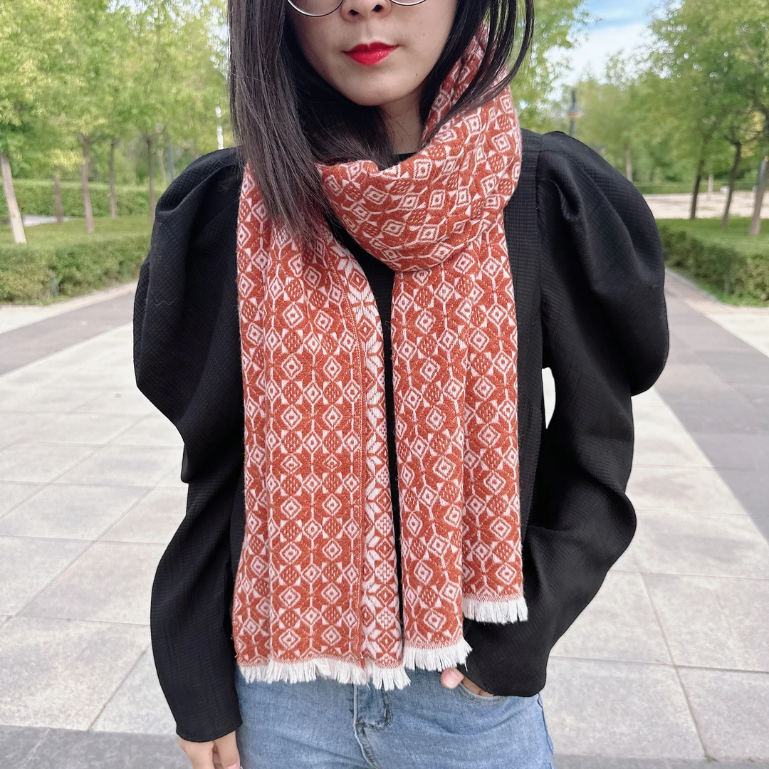 混绒提花通用围巾
