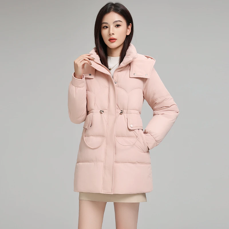 中长款加厚棉服女2024女款新款时尚显瘦保暖棉袄百搭连帽棉衣外套